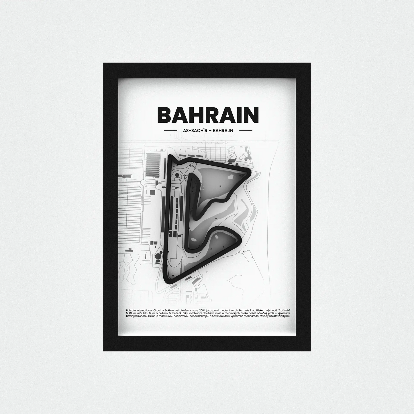 3D Obraz Okruhu Formule 1 - BAHRAIN s vlastním textem