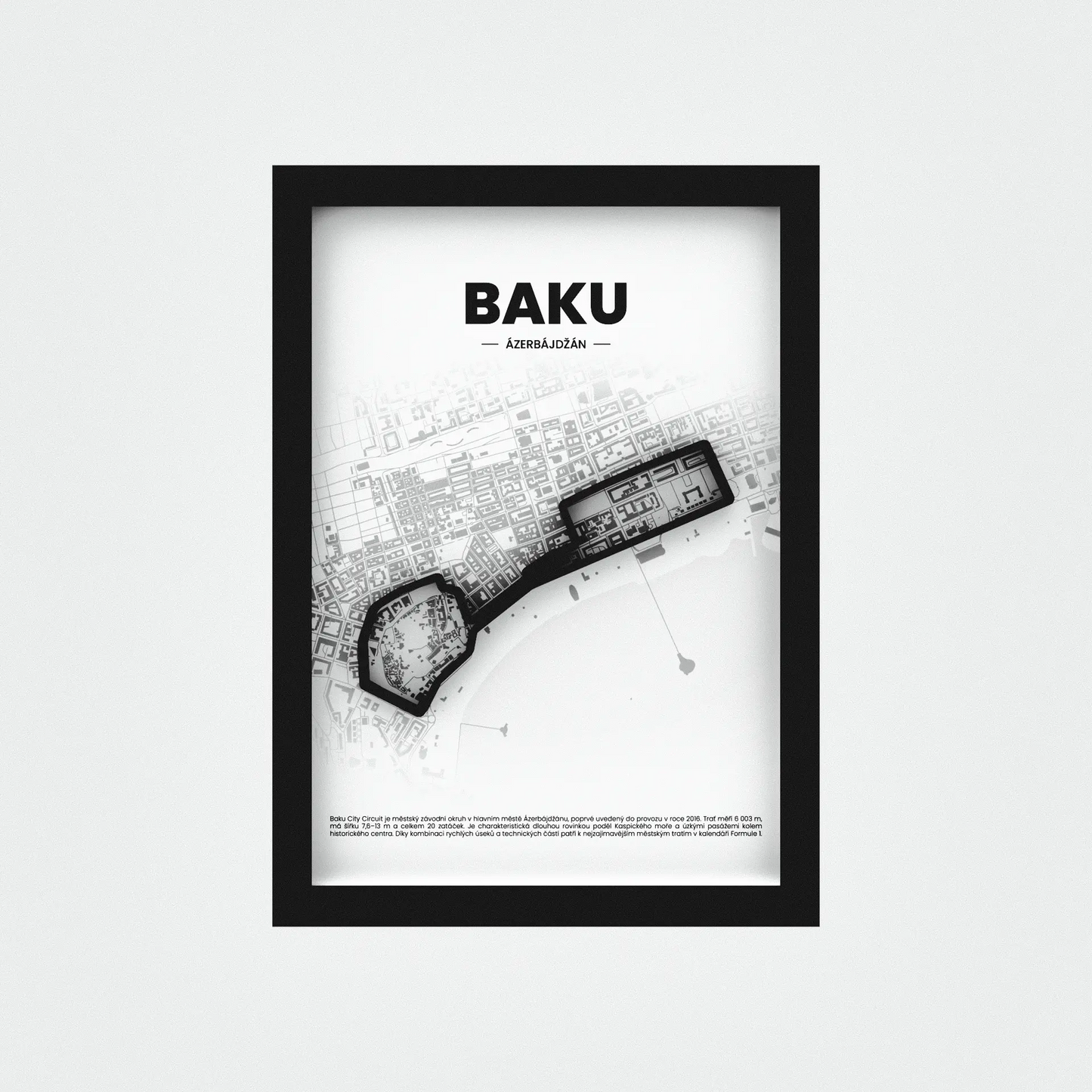 3D Obraz Okruhu Formule 1 - BAKU s vlastním textem