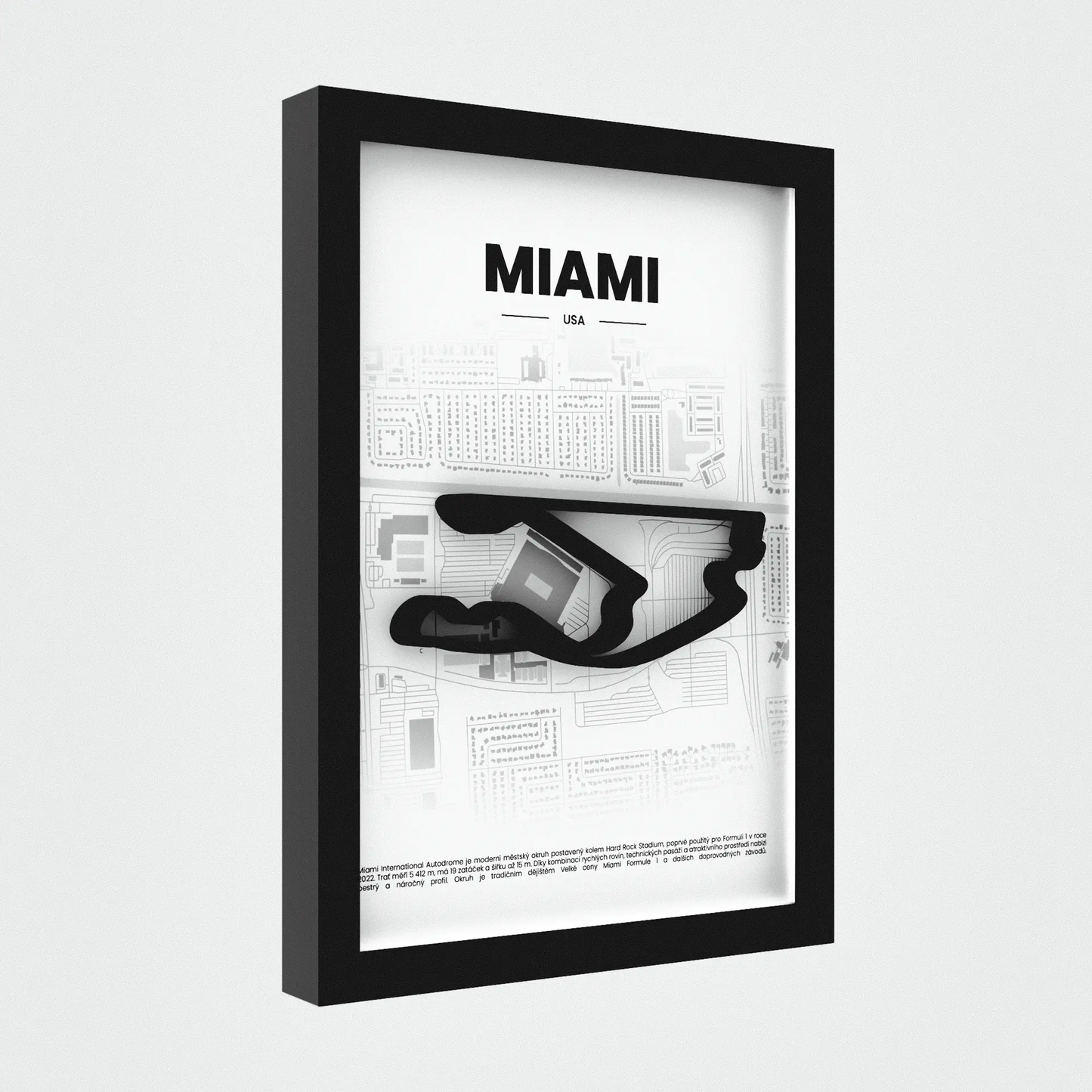 3D Obraz Okruhu Formule 1 - MIAMI s vlastním textem