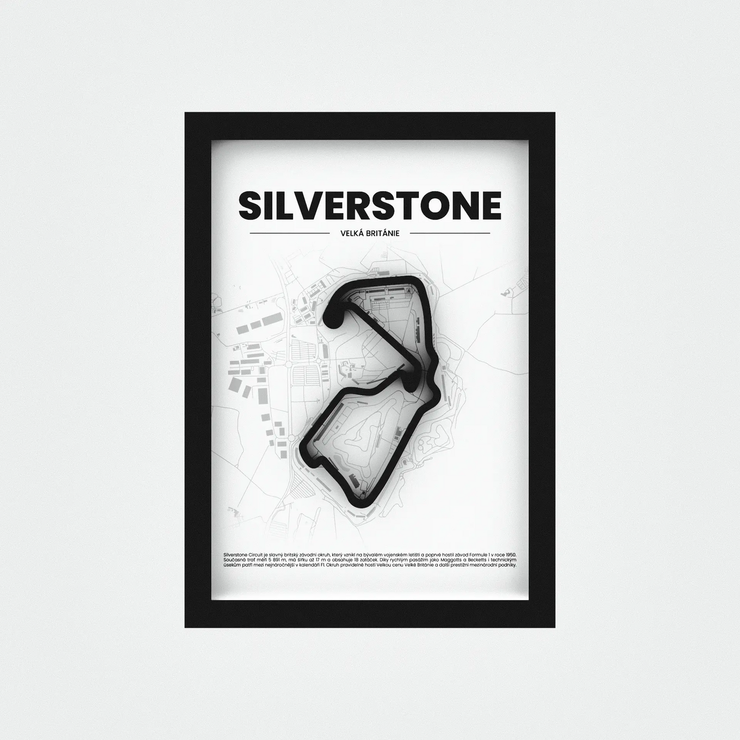 3D Obraz Okruhu Formule 1 - SILVERSTONE s vlastním textem