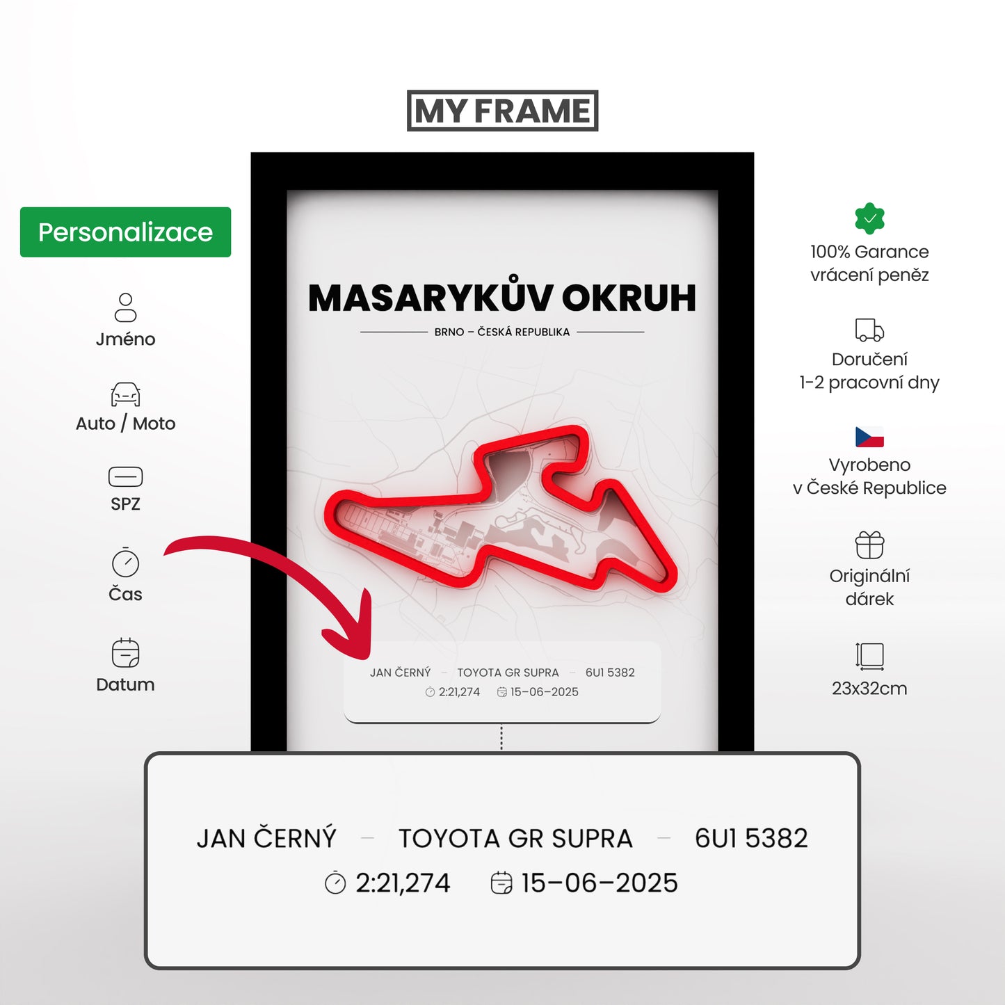 3D Obraz Okruhu - MASARYKŮV OKRUH - BRNO s vlastním textem