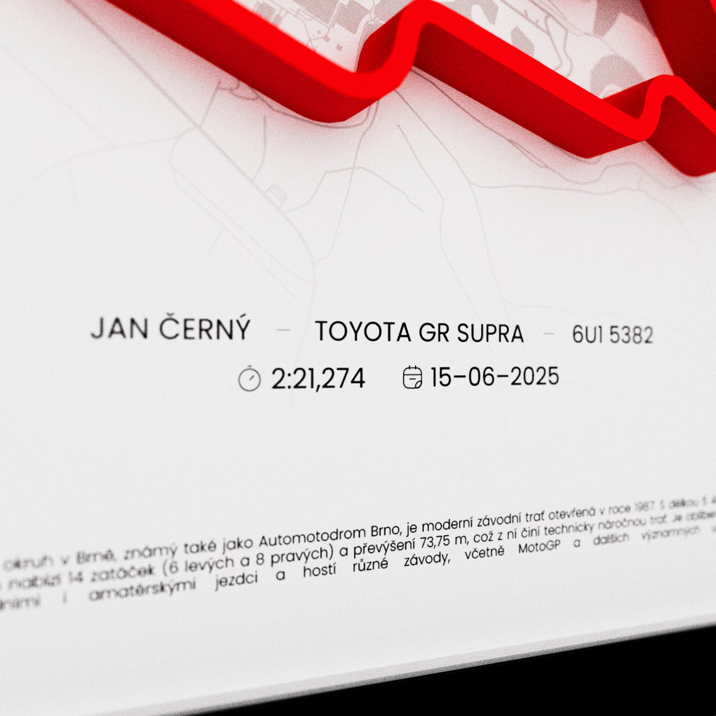 3D Obraz Okruhu - MASARYKŮV OKRUH - BRNO s vlastním textem