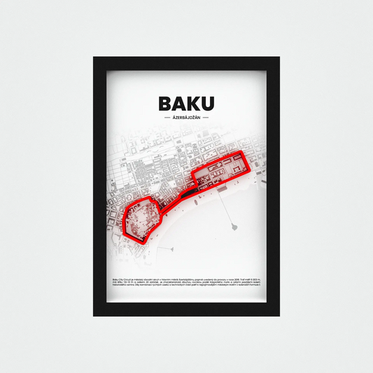 3D Obraz Okruhu Formule 1 - BAKU s vlastním textem