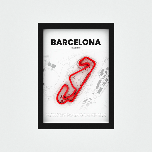 3D Obraz Okruhu Formule 1 - BARCELONA s vlastním textem