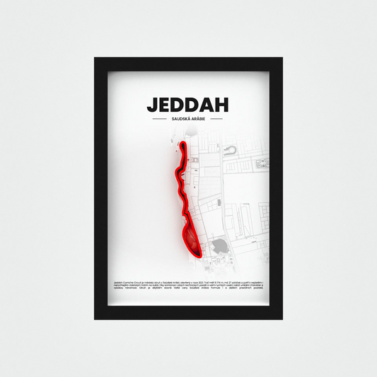 3D Obraz Okruhu Formule 1 - JEDDAH s vlastním textem
