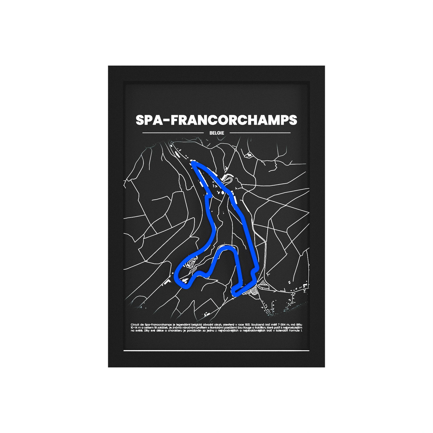 3D Obraz Okruhu Formule 1 - SPA-FRANCORCHAMPS s vlastním textem