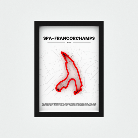 3D Obraz Okruhu Formule 1 - SPA-FRANCORCHAMPS s vlastním textem